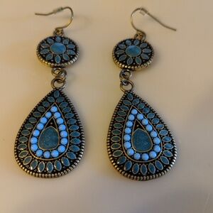Lovely heavy turquoise look dangle earrings